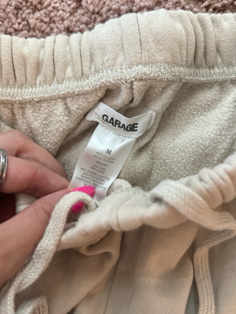 Garage Cream Drawstring Sweatpants - Picture 3 of 3